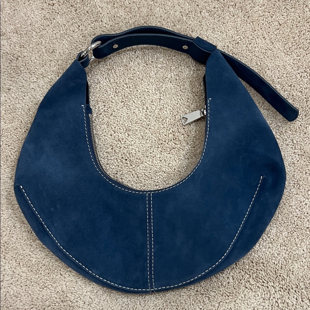 Proenza Schouler White Label Chrystie Blue Suede Half Moon Hobo Shoulder Bag